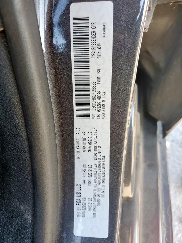 2016 Chrysler 200 Lx VIN: 1C3CCCFBXGN196562 Lot: 93061255