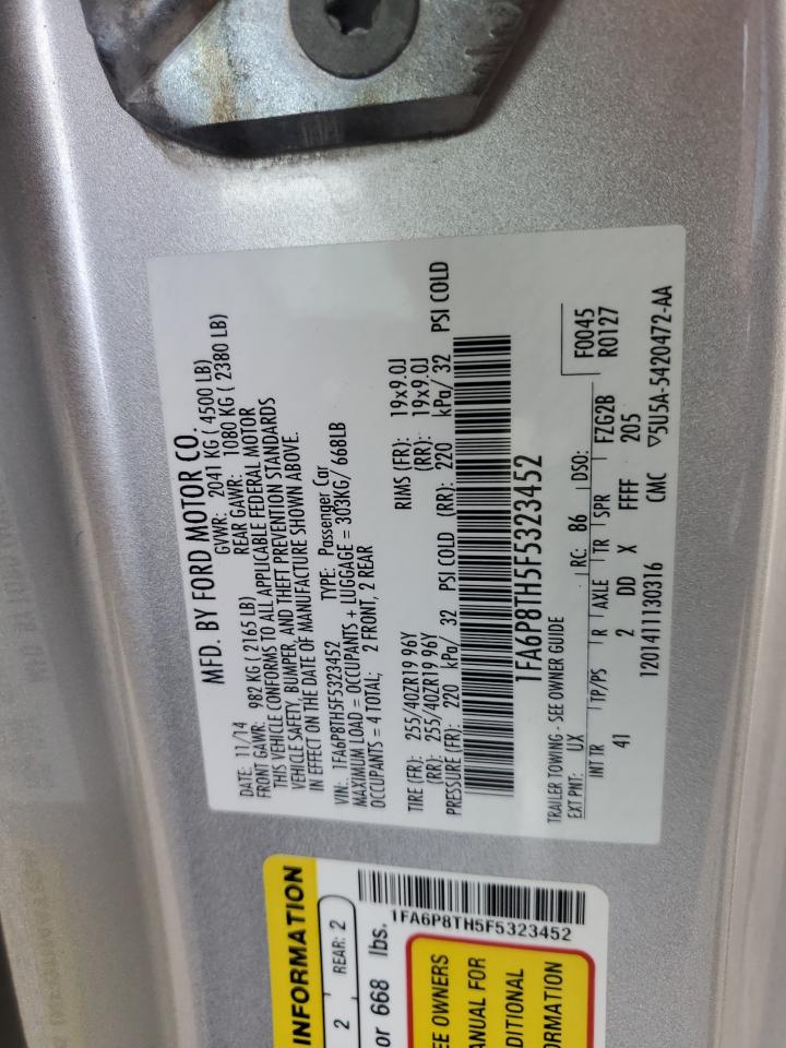 2015 Ford Mustang VIN: 1FA6P8TH5F5323452 Lot: 91252835