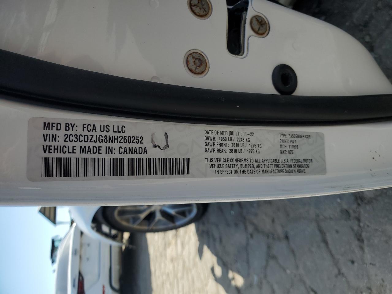 2022 Dodge Challenger Gt VIN: 2C3CDZJG8NH260252 Lot: 91721065