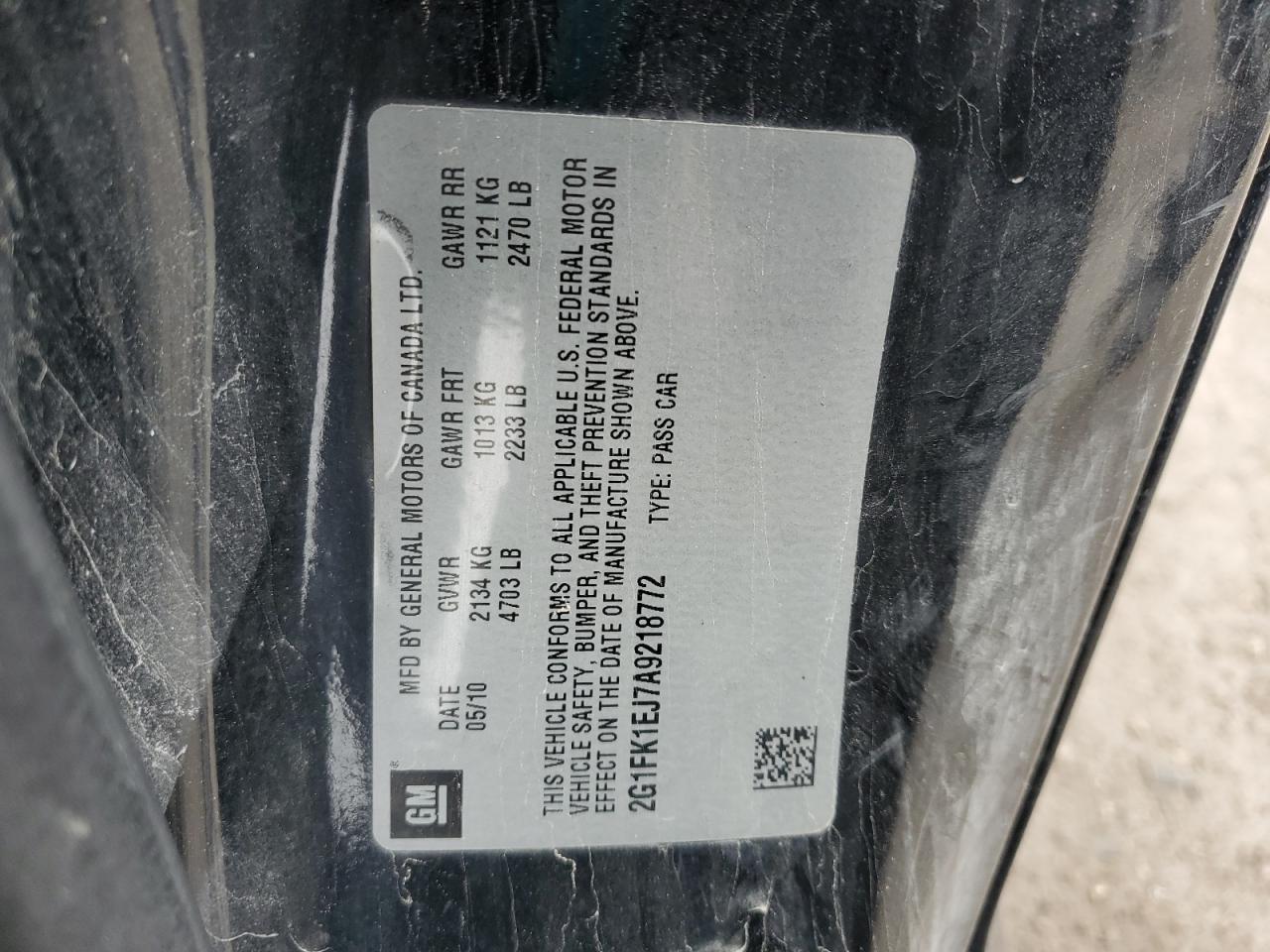 2010 Chevrolet Camaro Ss VIN: 2G1FK1EJ7A9218772 Lot: 93683115