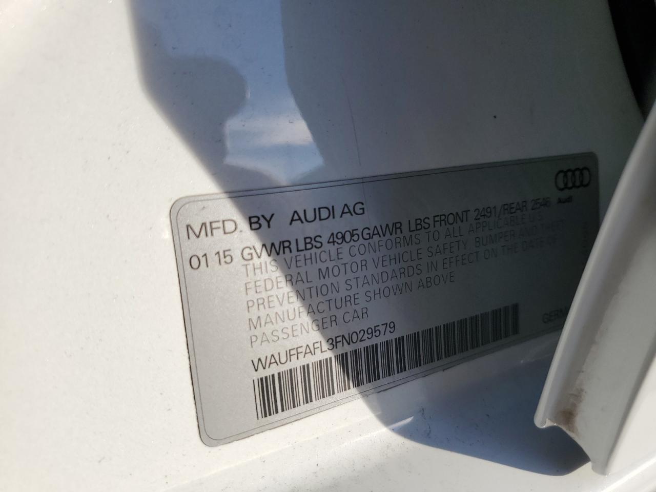 2015 Audi A4 Premium Plus VIN: WAUFFAFL3FN029579 Lot: 92740155