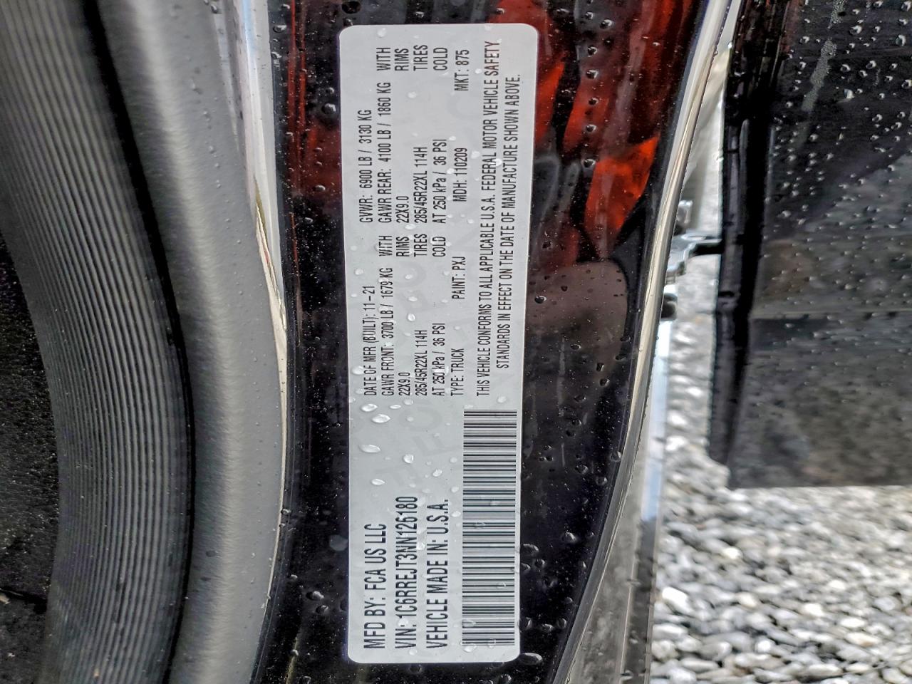 2022 Ram 1500 Laramie VIN: 1C6RREJT3NN126180 Lot: 94174025