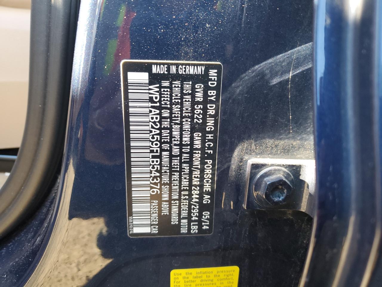 2015 Porsche Macan S VIN: WP1AB2A59FLB54376 Lot: 91855535