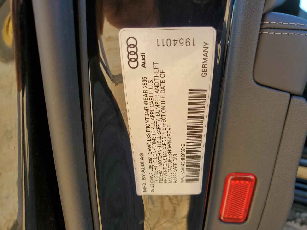 2022 Audi A4 Premium Plus 45 VIN: WAUEAAF42NN013746 Lot: 90713475