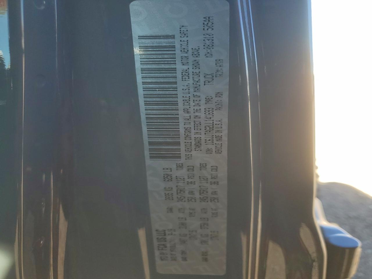 2020 Jeep Gladiator Sport VIN: 1C6JJTAG2LL141693 Lot: 94735805