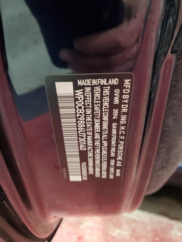 2006 Porsche Boxster S VIN: WP0CB29886U730140 Lot: 91158105