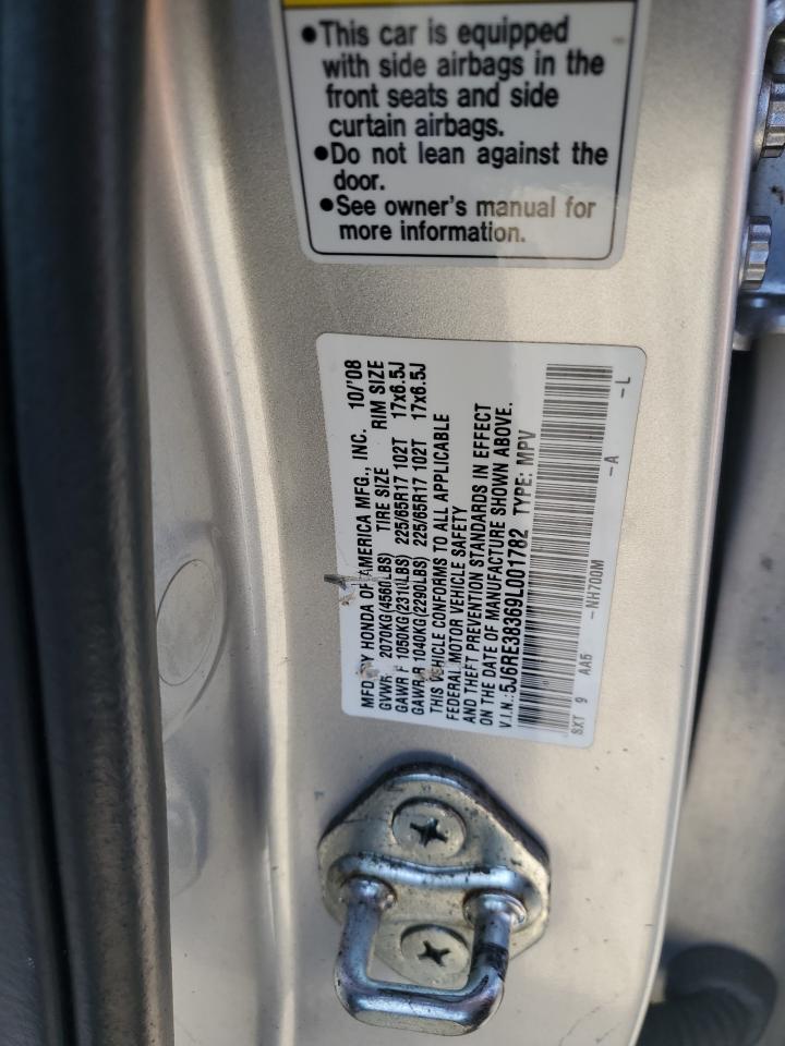 2009 Honda Cr-V Lx VIN: 5J6RE38369L001782 Lot: 91180225