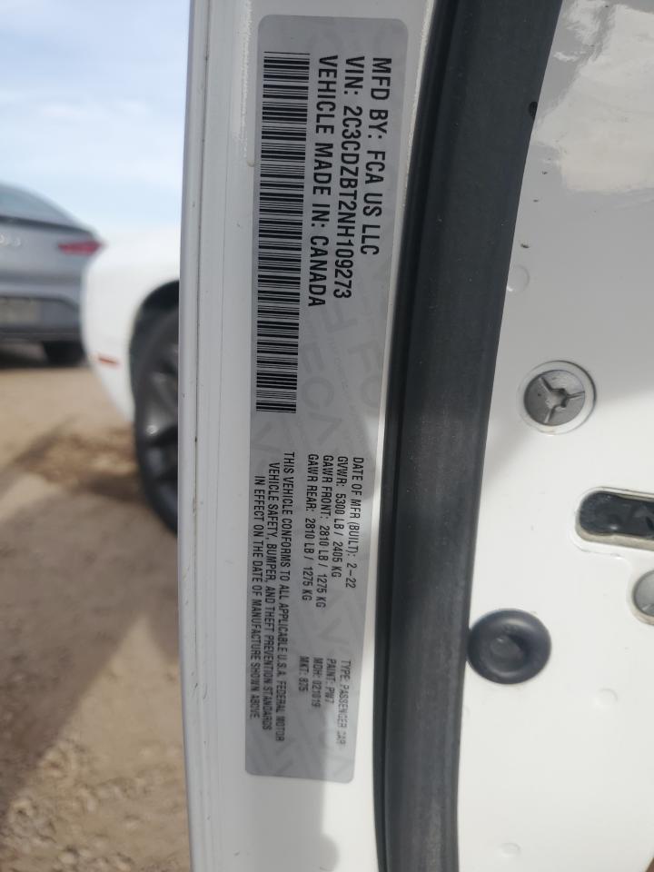 2022 Dodge Challenger R/T VIN: 2C3CDZBT2NH109273 Lot: 90121815