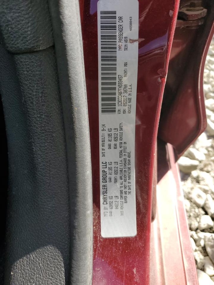 2015 Chrysler 200 Limited VIN: 1C3CCCAB7FN593457 Lot: 91785405