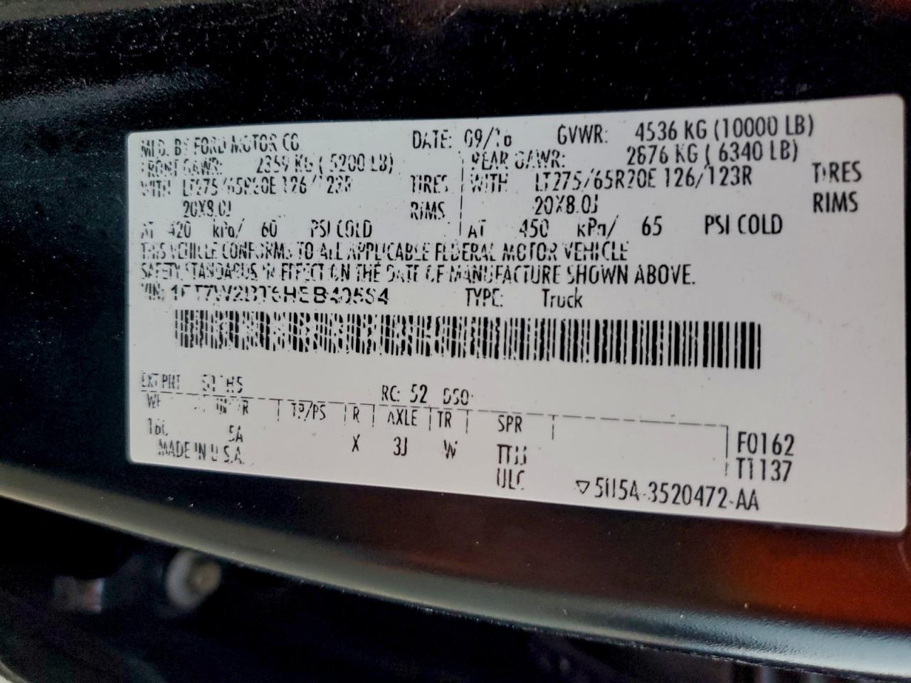 2017 Ford F250 Super Duty VIN: 1FT7W2BT6HEB40584 Lot: 94524525