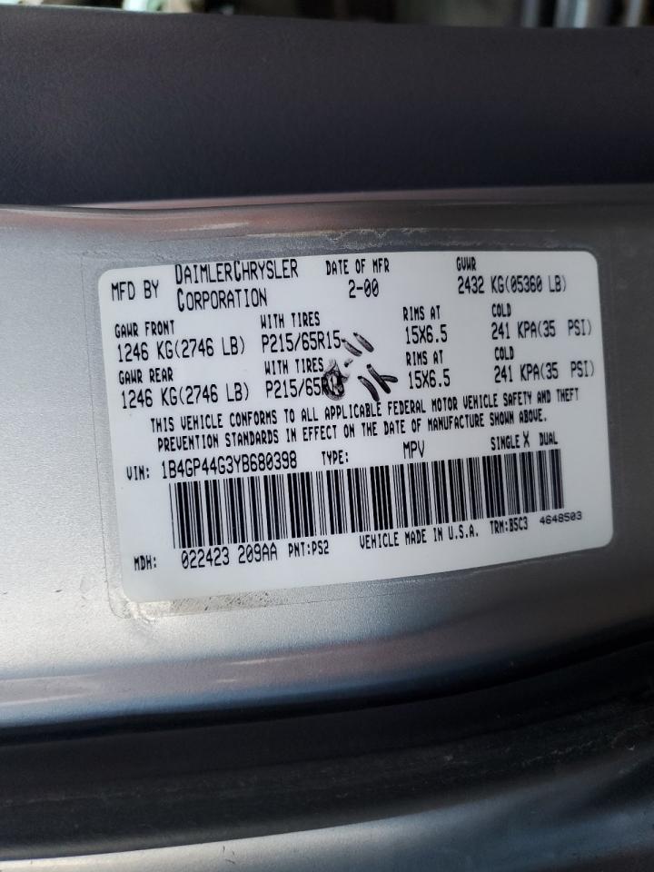 2000 Dodge Grand Caravan Se VIN: 1B4GP44G3YB680398 Lot: 90751715