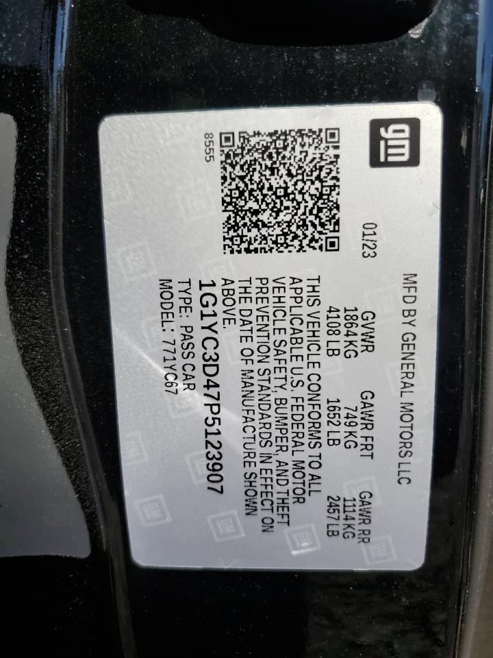 2023 Chevrolet Corvette Stingray 3Lt VIN: 1G1YC3D47P5123907 Lot: 92051605