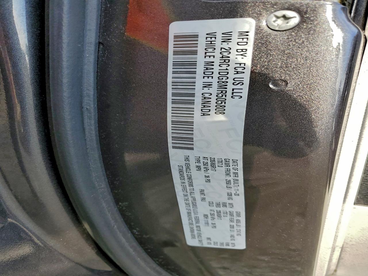 2021 Chrysler Voyager Lxi VIN: 2C4RC1DG8MR505808 Lot: 94218605