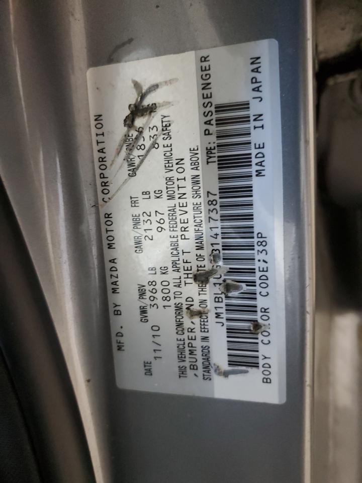 2011 Mazda 3 I VIN: JM1BL1UG4B1417387 Lot: 92931445
