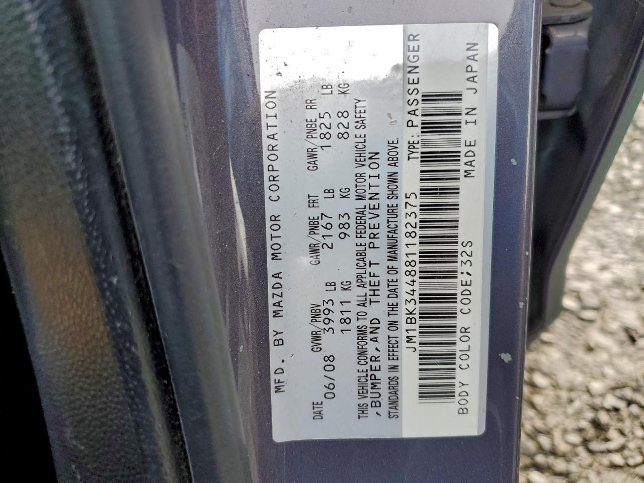 2008 Mazda 3 Hatchback VIN: JM1BK344881182375 Lot: 92333905