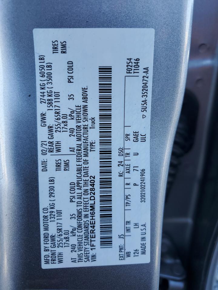 2021 Ford Ranger Xl VIN: 1FTER4EH6MLD28402 Lot: 90446105