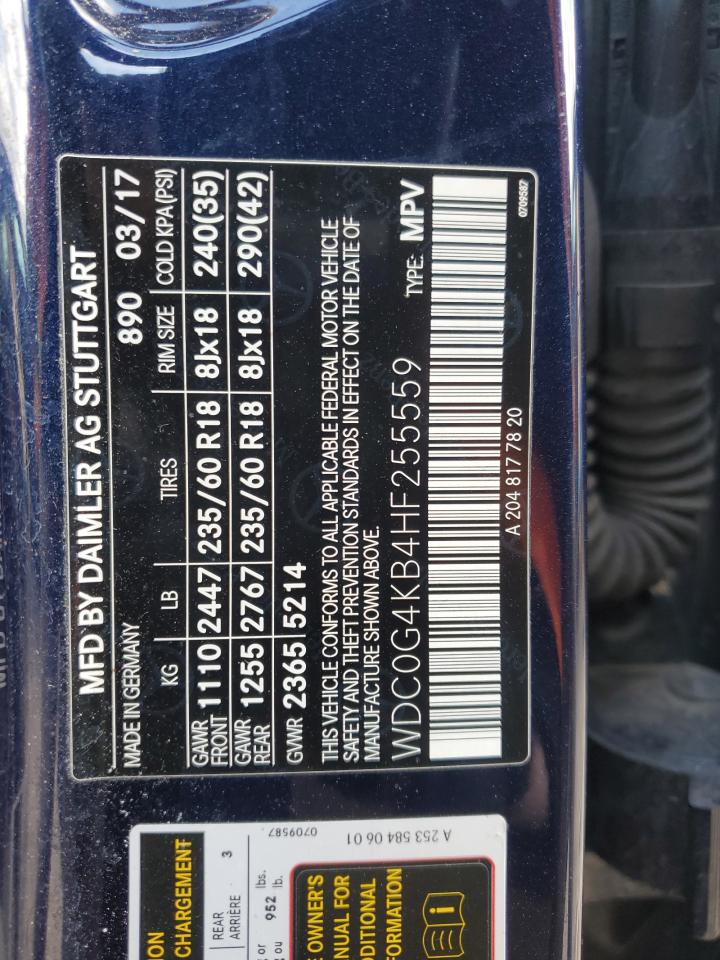 2017 Mercedes-Benz Glc 300 4Matic VIN: WDC0G4KB4HF255559 Lot: 92082505