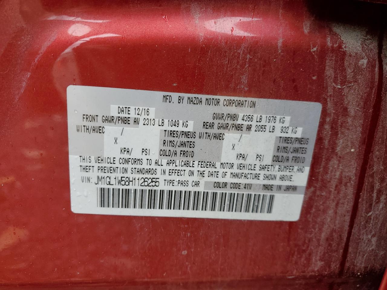 2017 Mazda 6 Grand Touring VIN: JM1GL1W58H1126255 Lot: 91309165