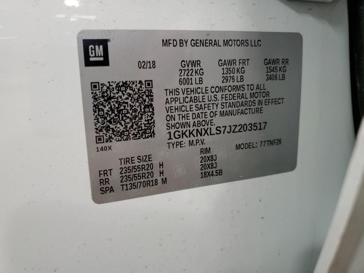 2018 GMC Acadia Denali VIN: 1GKKNXLS7JZ203517 Lot: 92424985