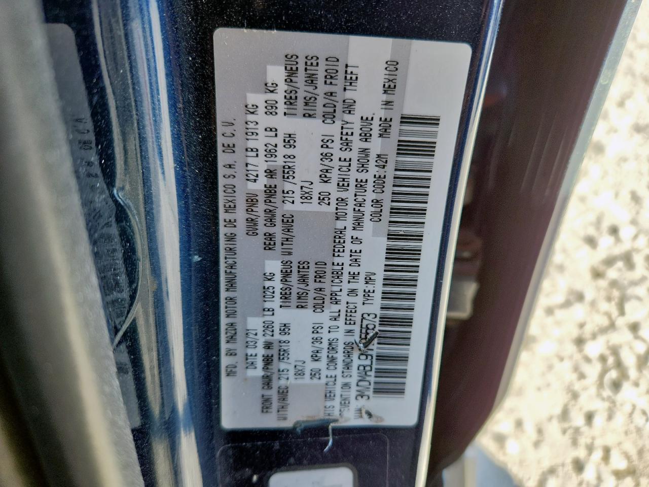 2021 Mazda Cx-30 Select VIN: 3MVDMABL9MM255573 Lot: 92514675