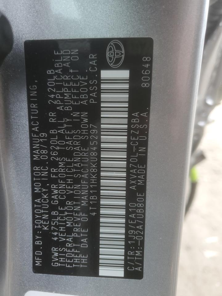 2019 Toyota Camry L VIN: 4T1B11HK8KU845297 Lot: 93706505