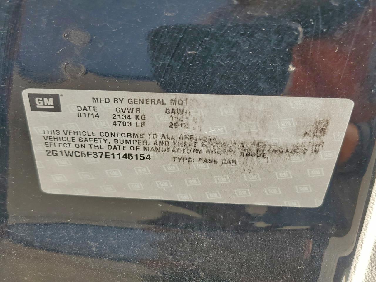 2014 Chevrolet Impala Limited Ltz VIN: 2G1WC5E37E1145154 Lot: 93638575