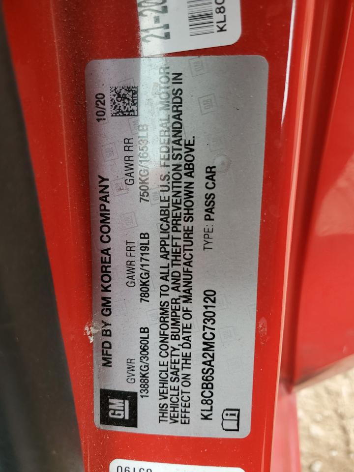 2021 Chevrolet Spark Ls VIN: KL8CB6SA2MC730120 Lot: 92090385