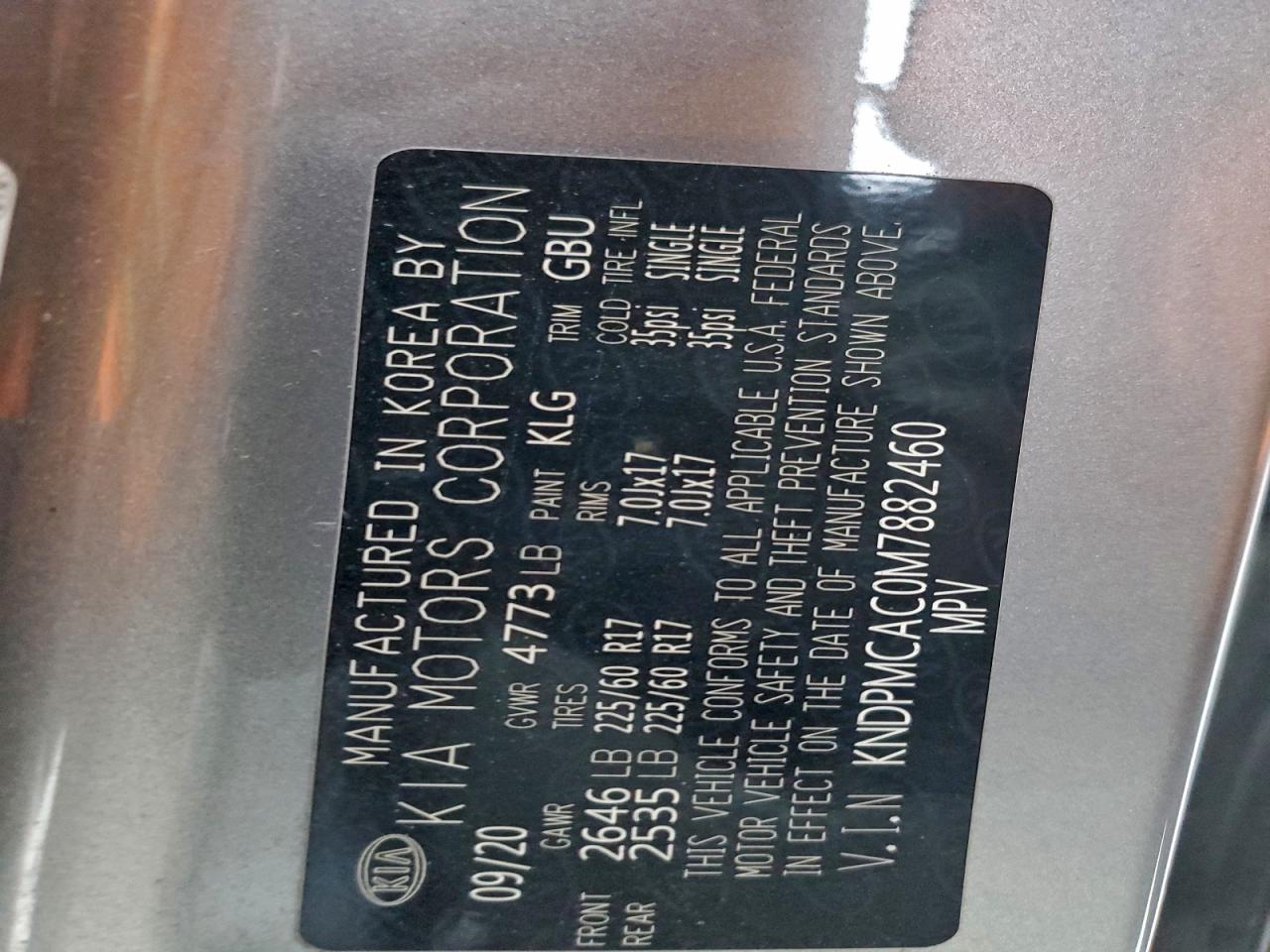 2021 Kia Sportage Lx VIN: KNDPMCAC0M7882460 Lot: 93710905