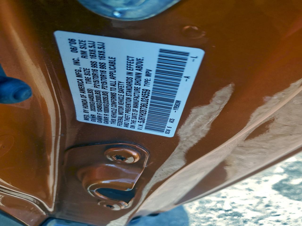 2006 Honda Element Ex VIN: 5J6YH28736L024559 Lot: 93951245