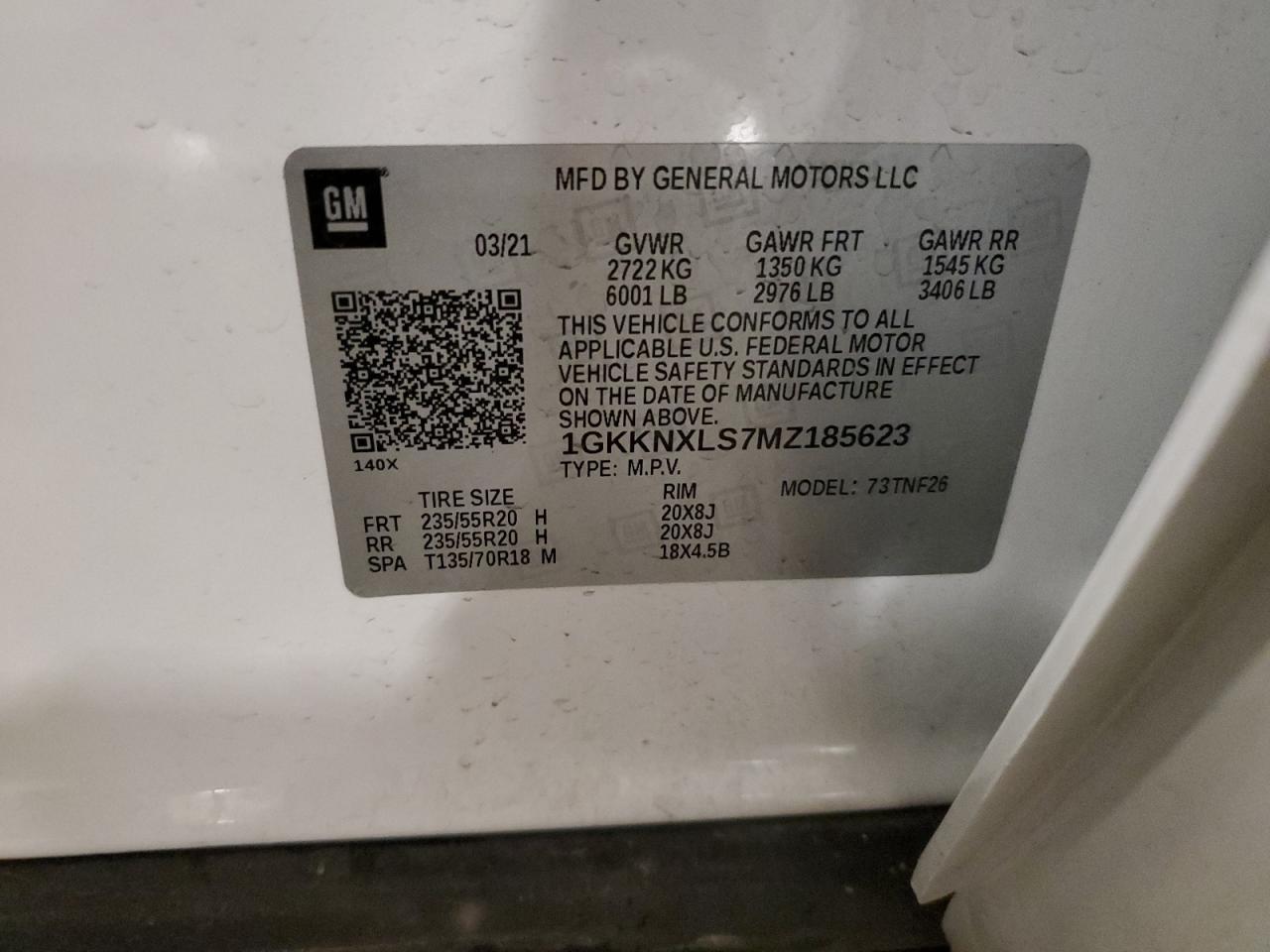 2021 GMC Acadia Denali VIN: 1GKKNXLS7MZ185623 Lot: 91223865