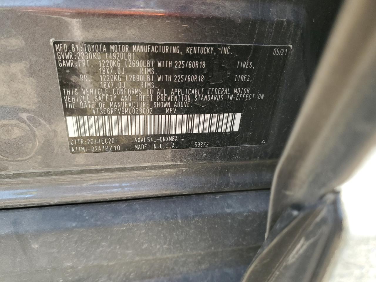 2021 Toyota Rav4 Xse VIN: 4T3E6RFV9MU038002 Lot: 91107825