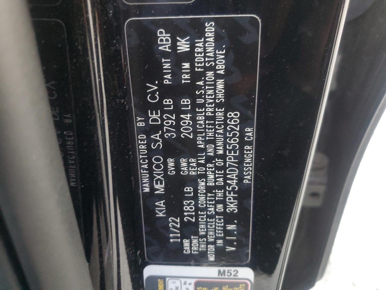 2023 Kia Forte Gt Line VIN: 3KPF54AD7PE565268 Lot: 91462025