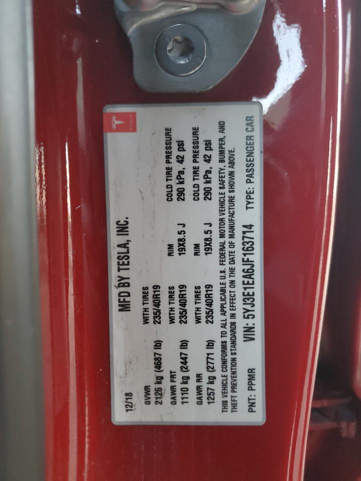 2018 Tesla Model 3 VIN: 5YJ3E1EA6JF163714 Lot: 93359525