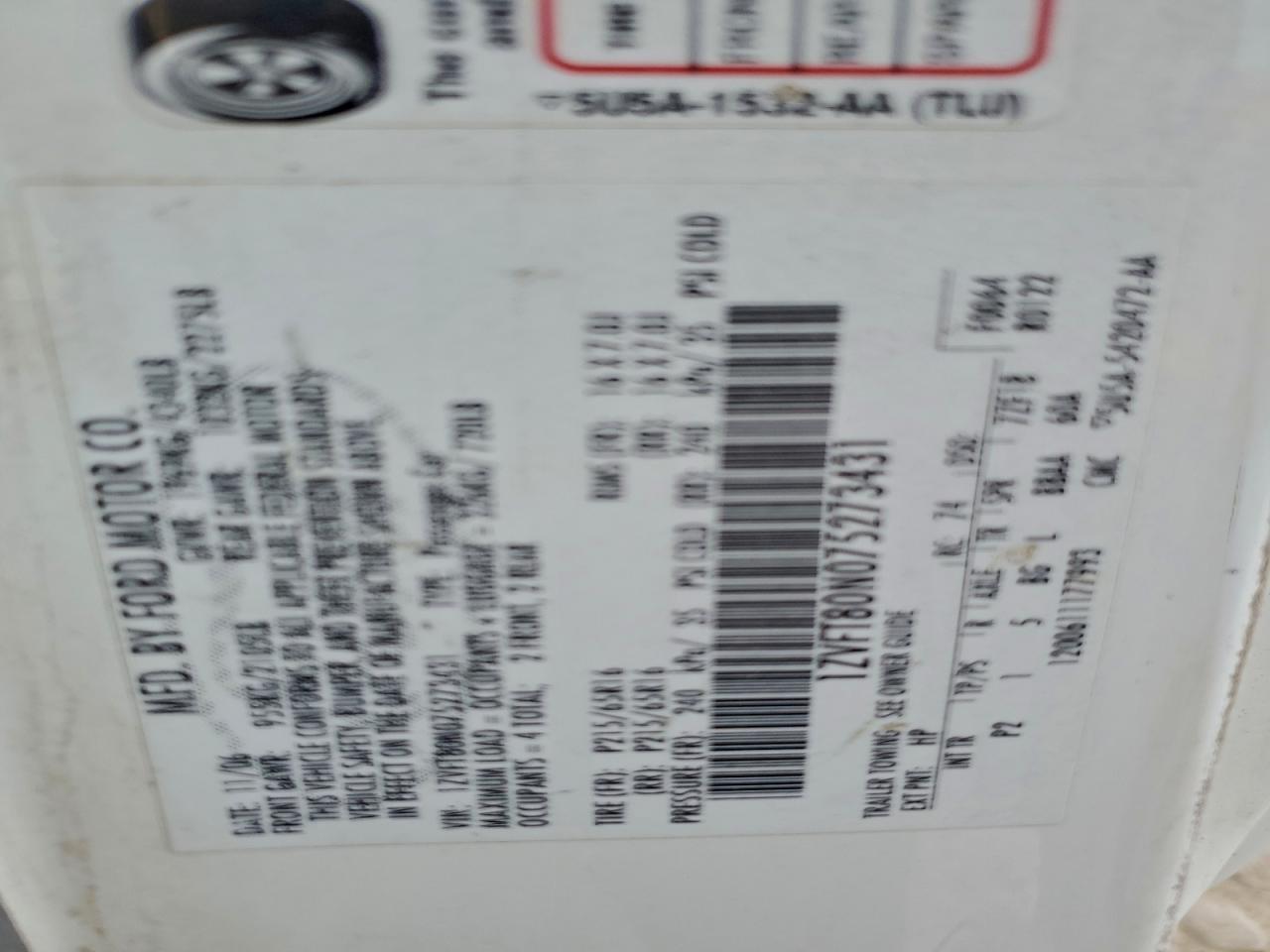 2007 Ford Mustang VIN: 1ZVFT80N075273431 Lot: 94418935