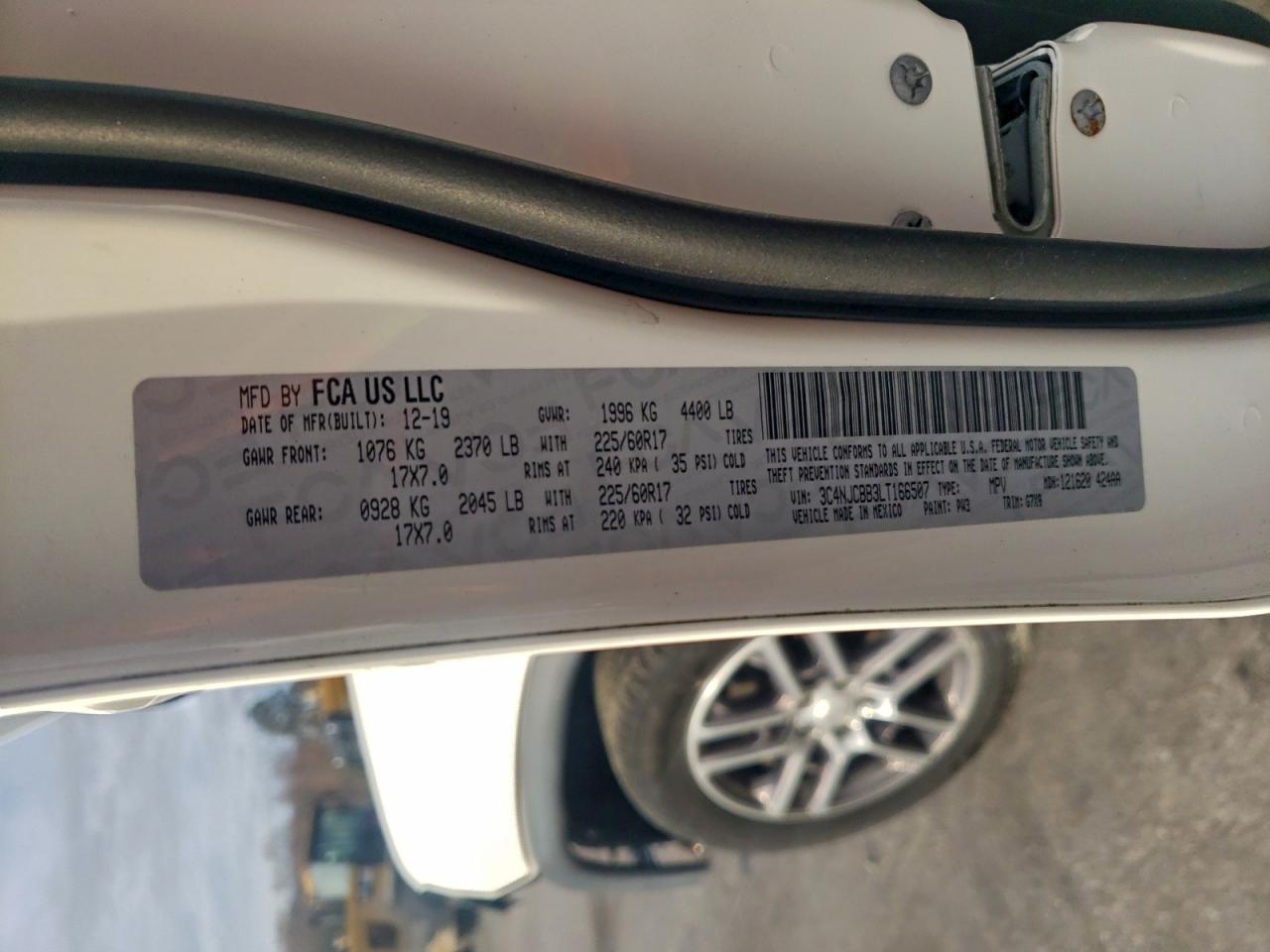 2020 Jeep Compass Latitude VIN: 3C4NJCBB3LT166507 Lot: 93247195