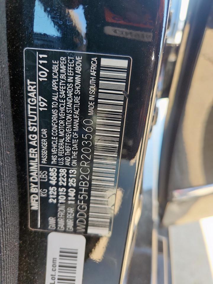 2012 Mercedes-Benz C 350 VIN: WDDGF5HB2CR203560 Lot: 91826865