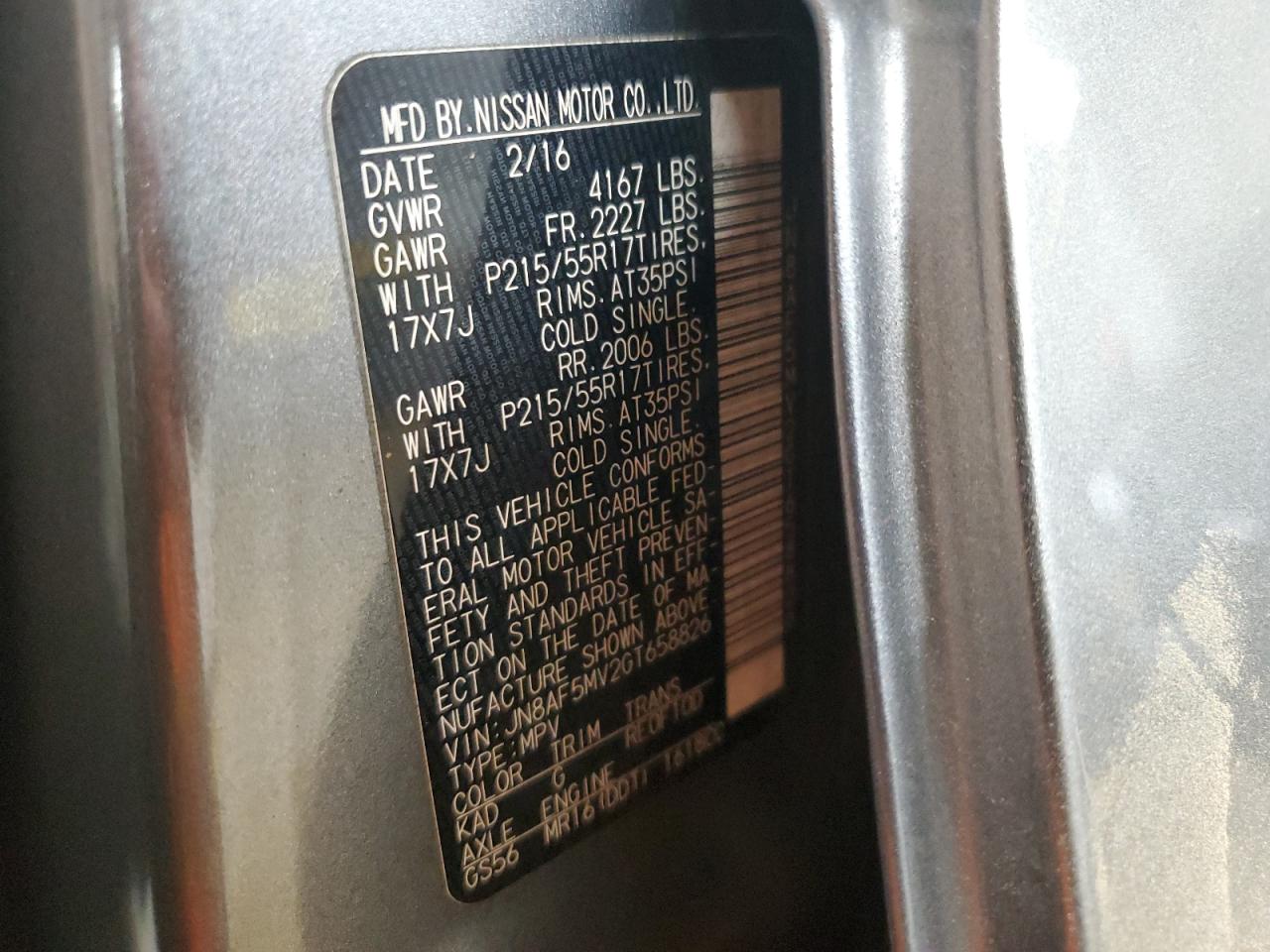 2016 Nissan Juke S VIN: JN8AF5MV2GT658826 Lot: 93230485