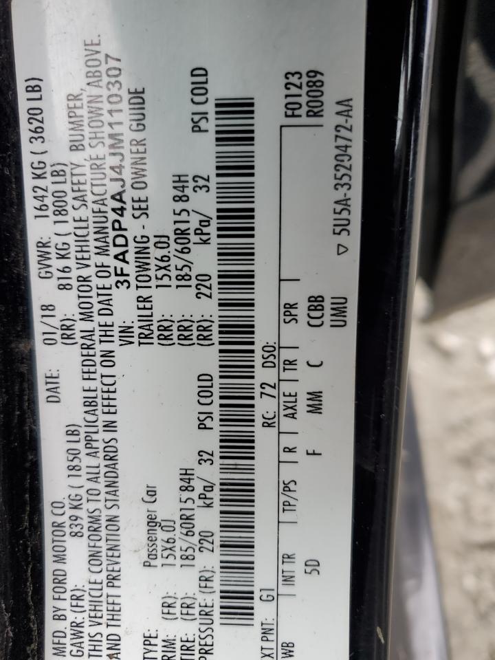 2018 Ford Fiesta S VIN: 3FADP4AJ4JM110307 Lot: 93385805