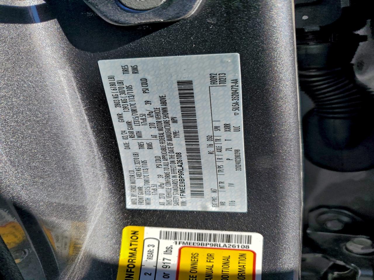 2024 Ford Bronco Badlands VIN: 1FMEE9BP9RLA26108 Lot: 94219235