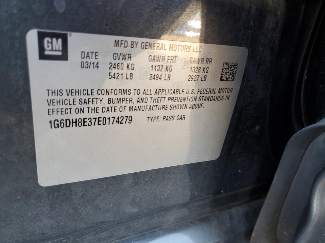 2014 Cadillac Cts Premium Collection VIN: 1G6DH8E37E0174279 Lot: 90702915
