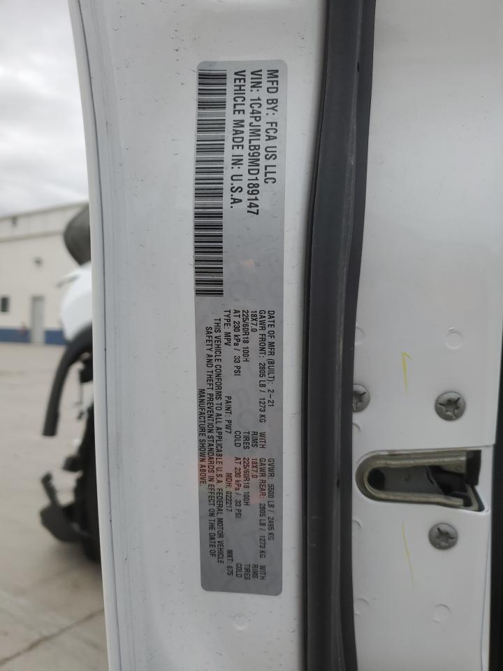 2021 Jeep Cherokee Latitude Plus VIN: 1C4PJMLB9MD189147 Lot: 92118835