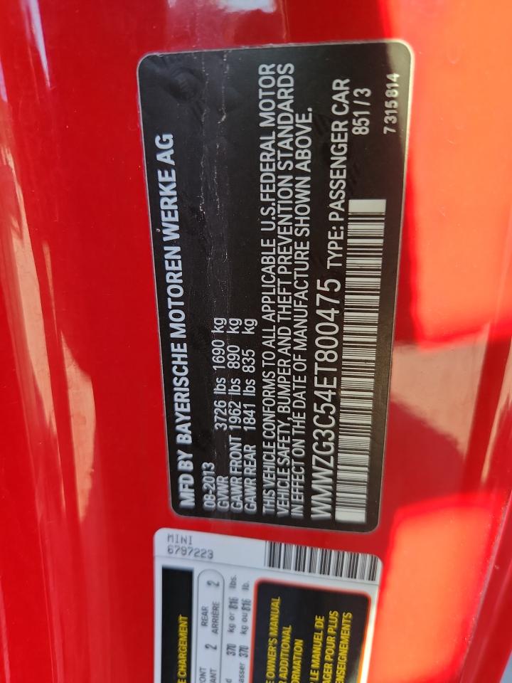 2014 Mini Cooper S Clubman VIN: WMWZG3C54ET800475 Lot: 91811265