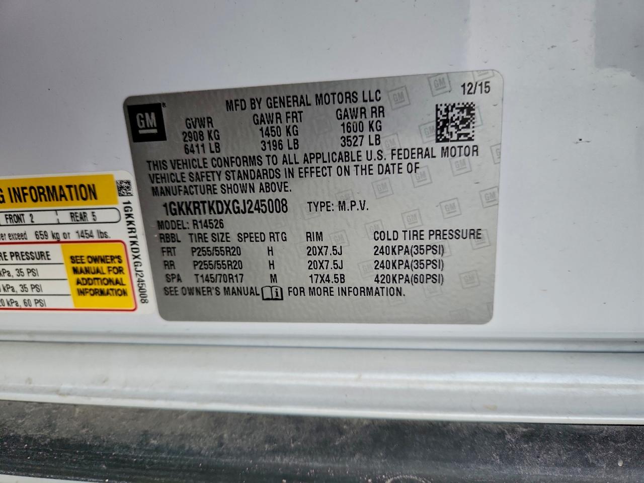 2016 GMC Acadia Denali VIN: 1GKKRTKDXGJ245008 Lot: 94373805