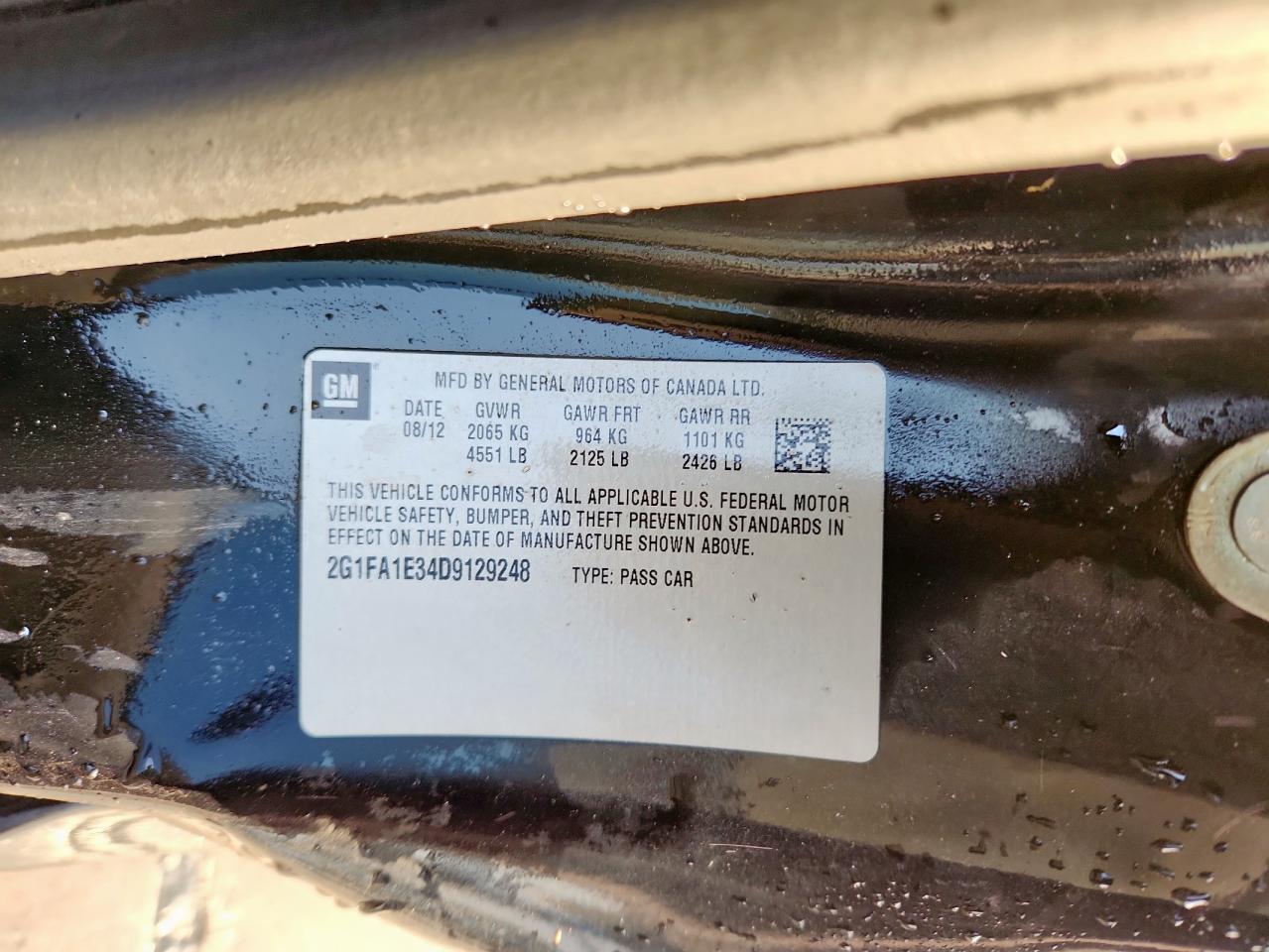 2013 Chevrolet Camaro Ls VIN: 2G1FA1E34D9129248 Lot: 93652445