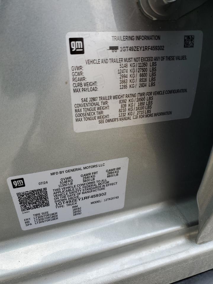 2024 GMC Sierra K2500 At4X VIN: 1GT49ZEY1RF459302 Lot: 92459905