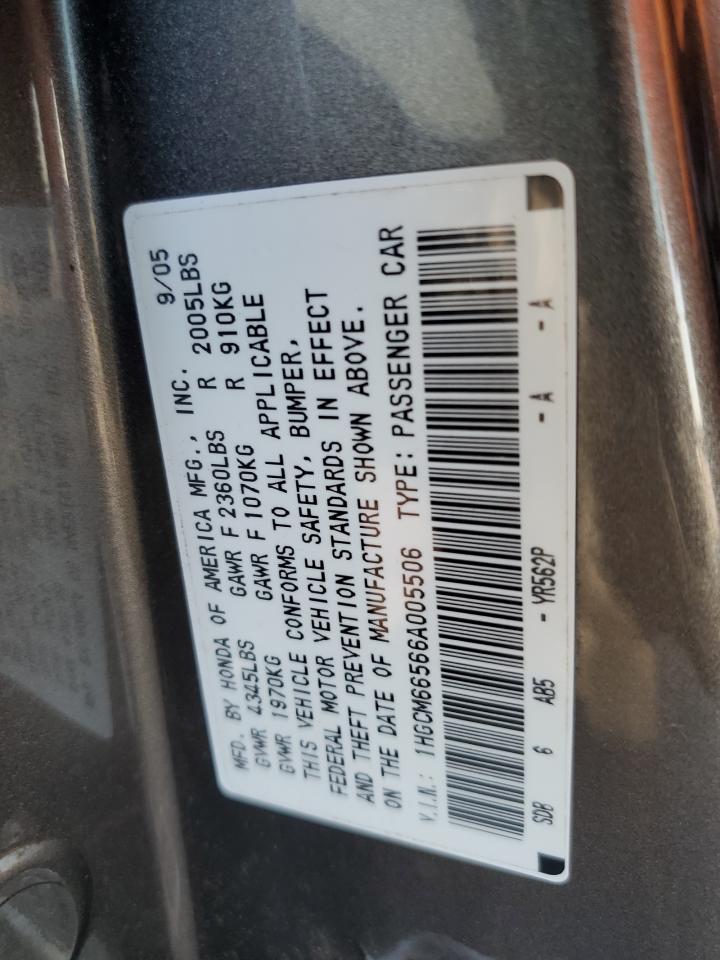 2006 Honda Accord Ex VIN: 1HGCM66566A005506 Lot: 93955225