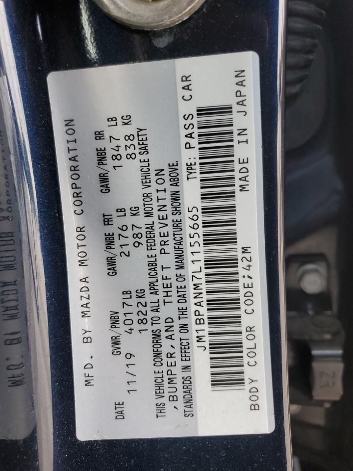 2020 Mazda 3 Premium VIN: JM1BPANM7L1155665 Lot: 92263745