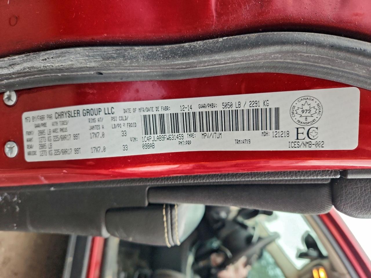 2015 Jeep Cherokee Sport VIN: 1C4PJLAB9FW631459 Lot: 93112865