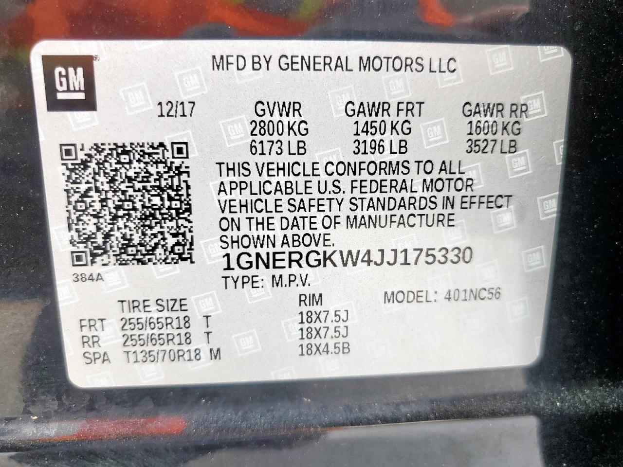 2018 Chevrolet Traverse Lt VIN: 1GNERGKW4JJ175330 Lot: 93060295