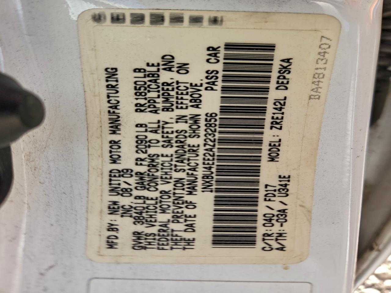 2010 Toyota Corolla Base VIN: 1NXBU4EE2AZ232856 Lot: 94494515